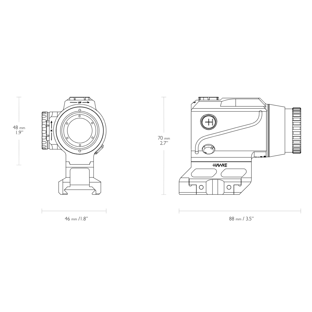 Hawke Optics 1x15 Speed Dot Reticle Prism Sight