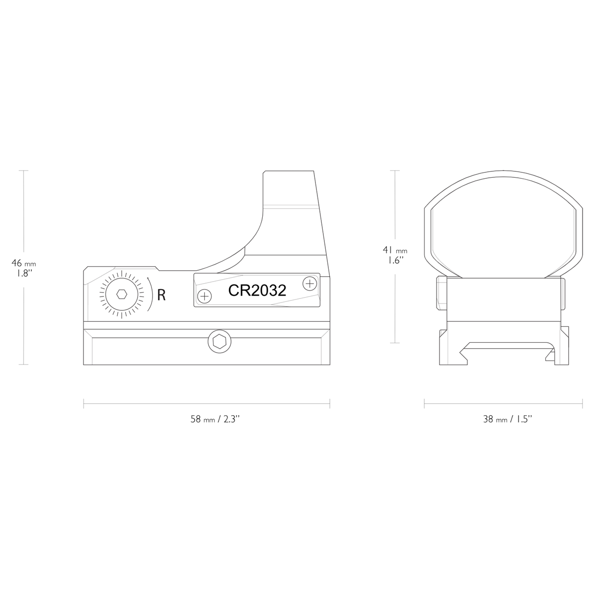 Hawke Reflex Sight - Wide View - 2 Moa Circle Dot -Integral Weaver Picatinny Mount