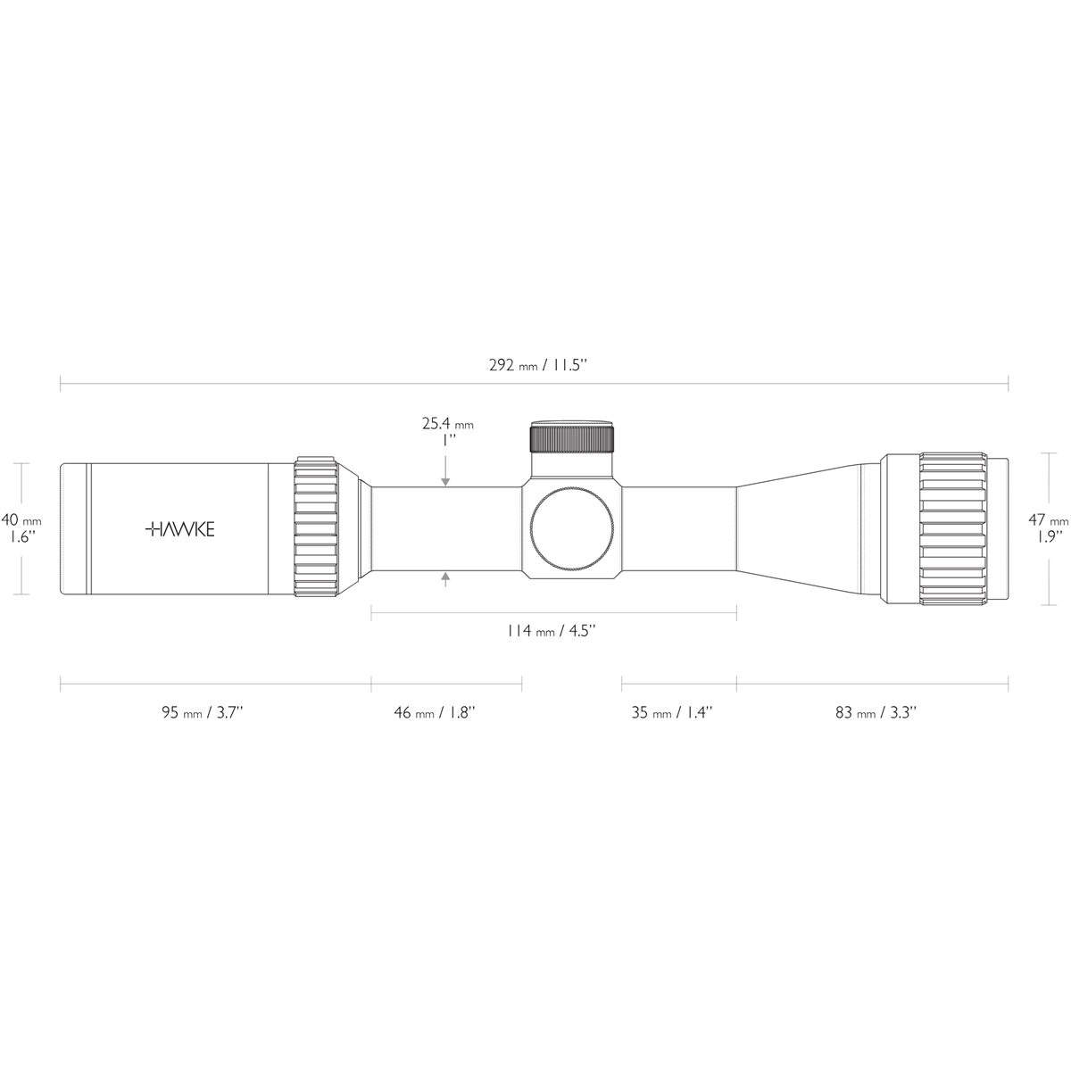 Hawke Vantage 2-7x32 AO Mil Dot Rifle Scope