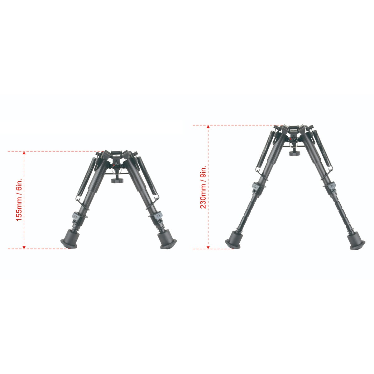 Vector Optics Rokstad 6-9 inch Fixed Bipod for Q/D Swivel with Carbon Fibre Legs
