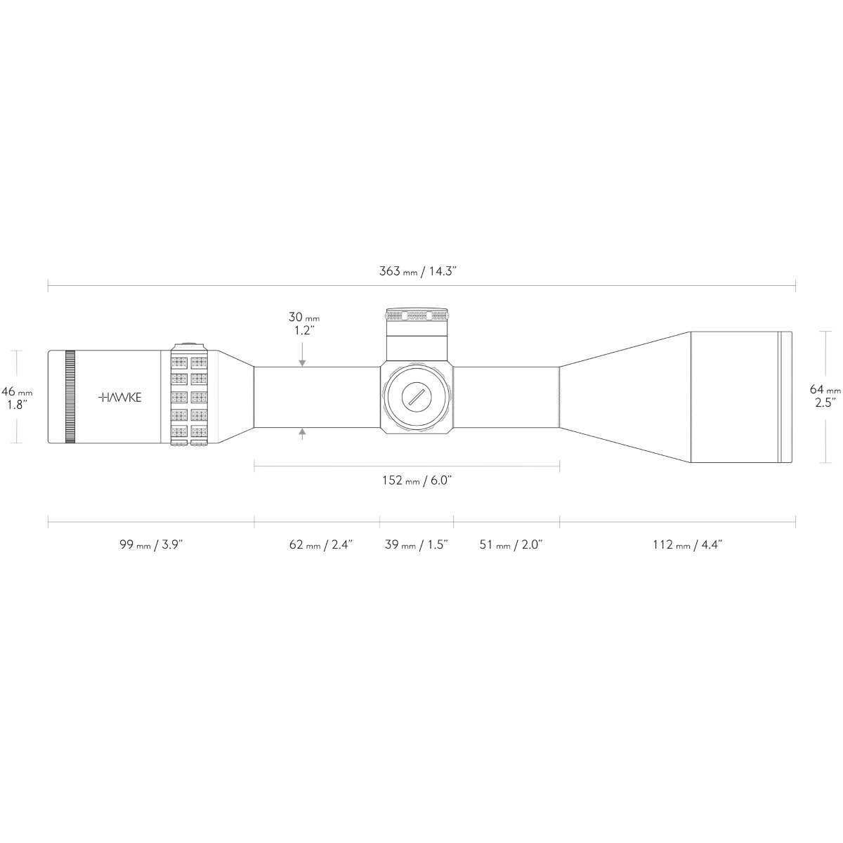 Hawke Sidewinder 30 SF 6x24x56 20x Half Mil Dot IR Reticle