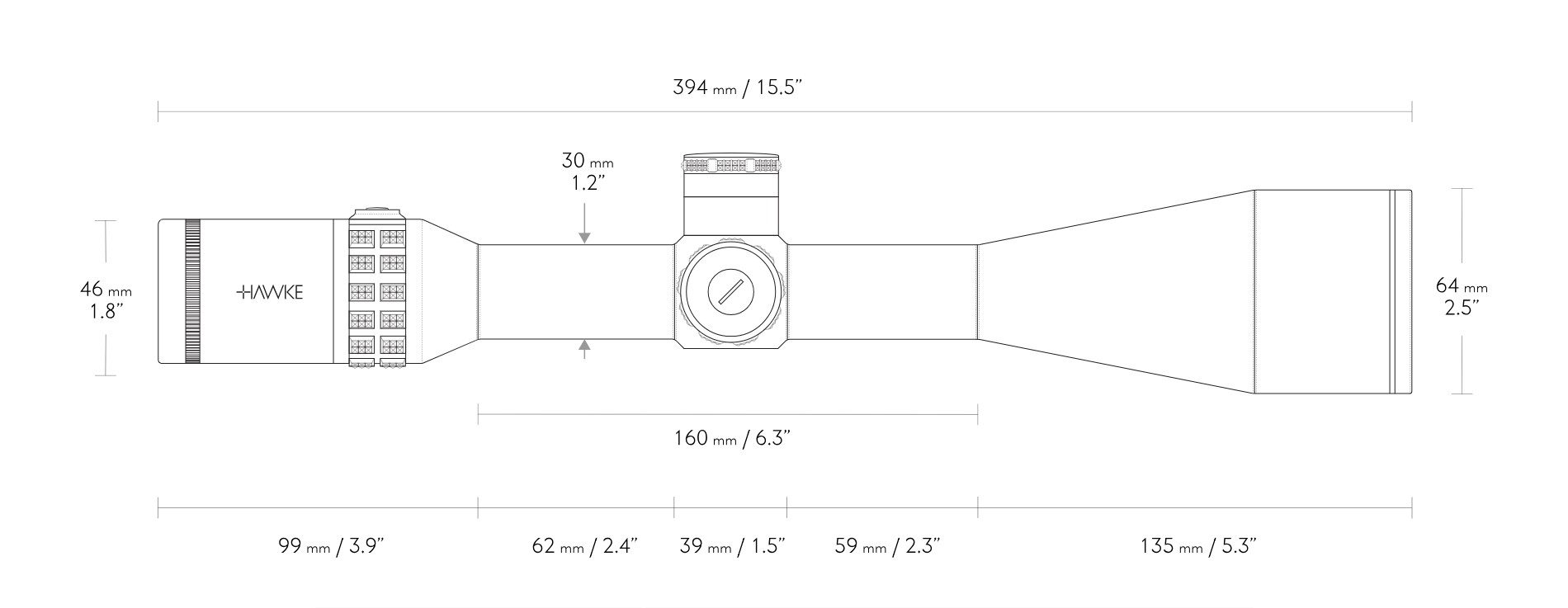 Hawke Sidewinder 30 SF 8-32x56 20x Half Mil SFP 30mm Rifle Scope