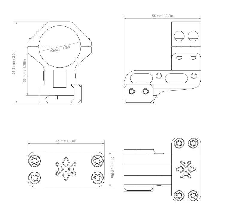 Vector Optics 30mm Adjustable Cantilever Weaver Rifle Scope Rings