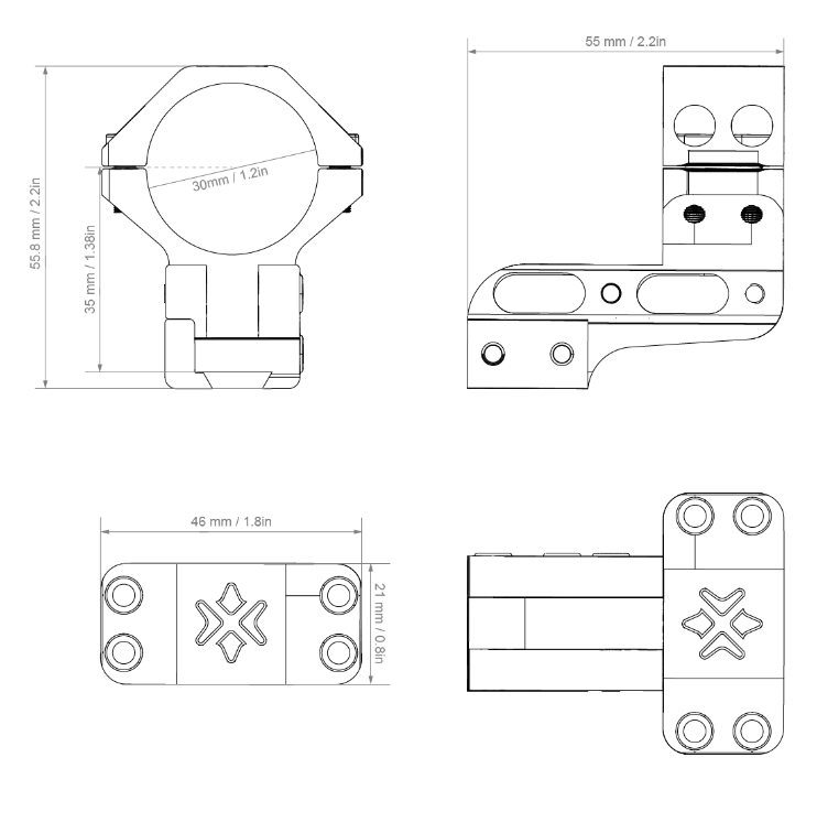 Vector Optics 30mm Adjustable Cantilever Dovetail Rifle Scope Rings