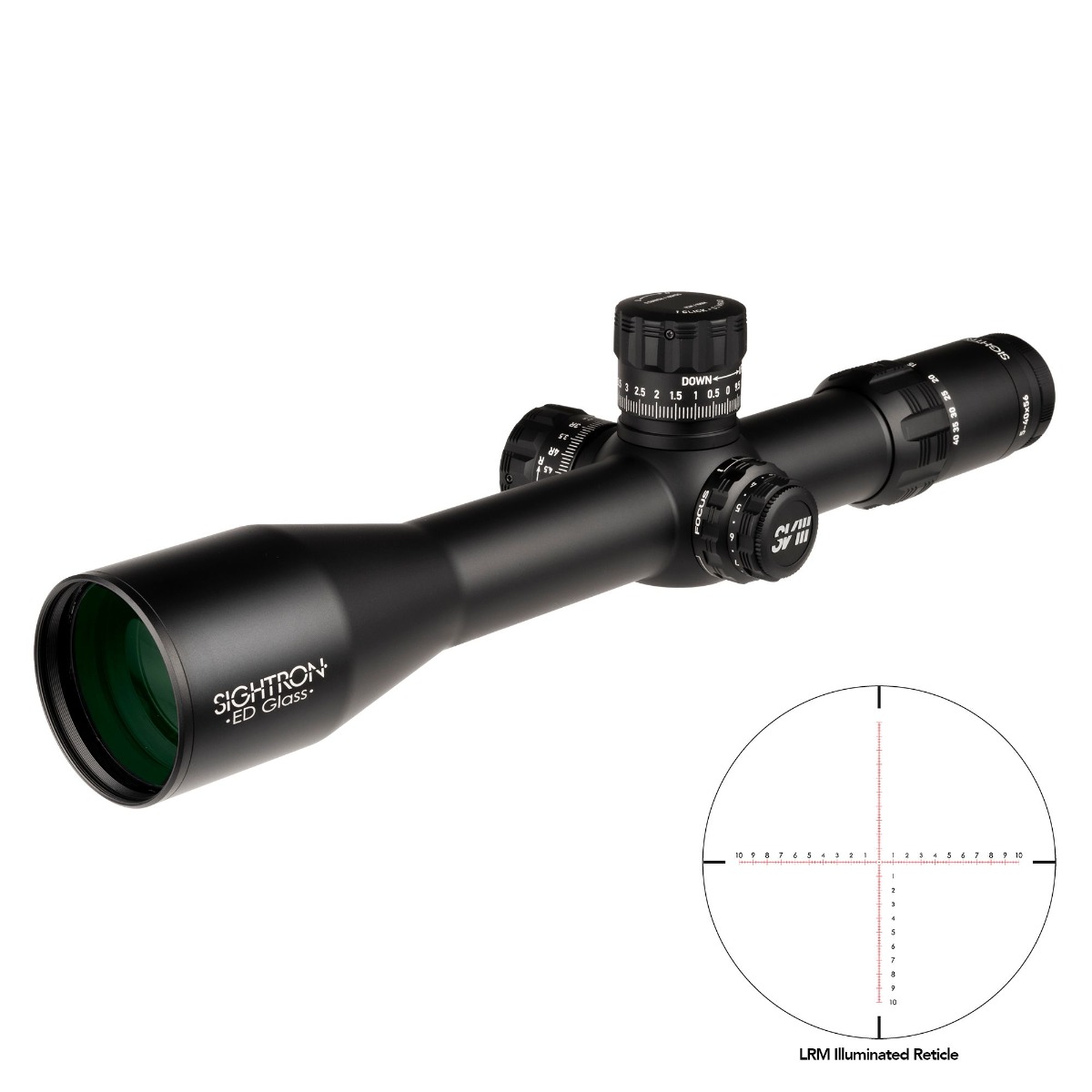 Sightron SVIII ED 5-40x56 FFP Zero Stop 0.1 Mrad Illuminated LRM Rifle Scope