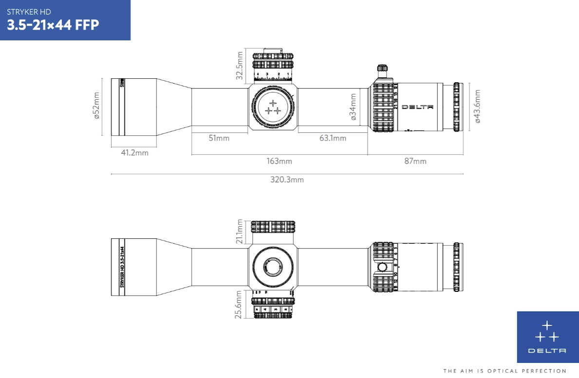 ** FACTORY PRICE DROP ** Delta Optical Stryker HD 3.5-21x44 FFP IR DLR-3 0.1MRAD 34mm Rifle Scope