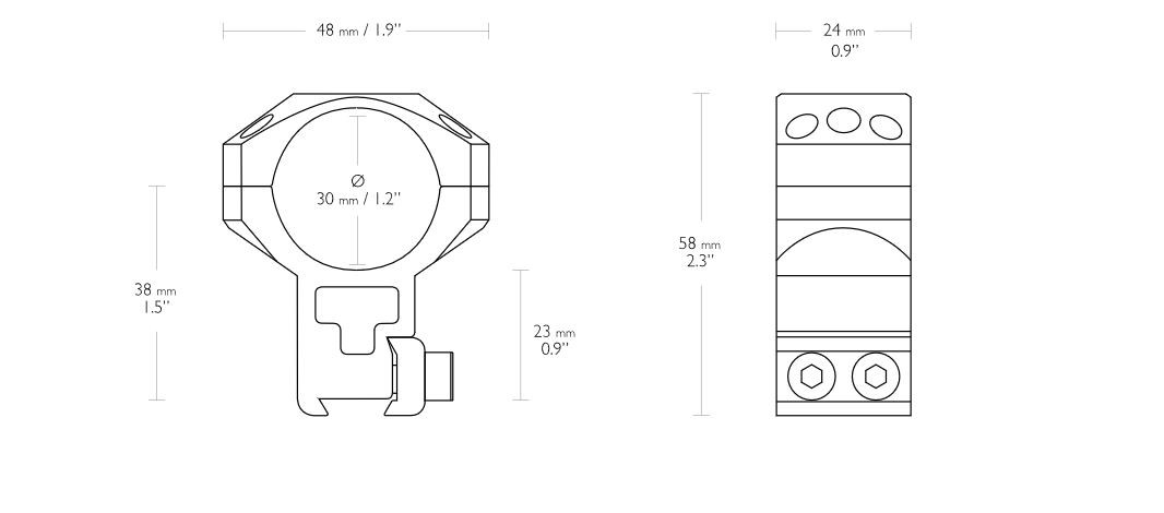 Hawke 30mm 2 Piece Tactical Match Mounts 9-11mm - Extra High