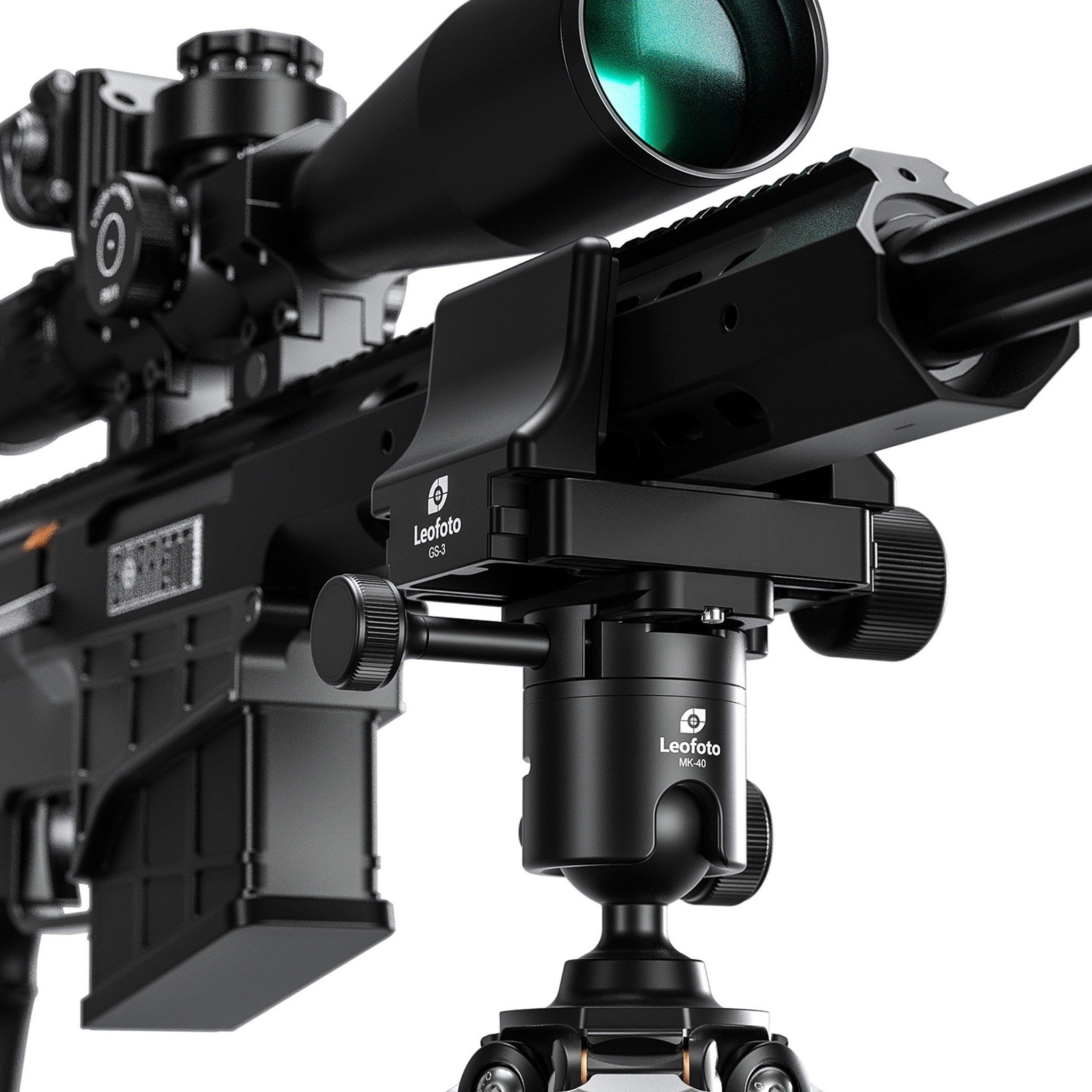 Leofoto SA Series TALL SA-364CL 10 Layer Carbon Tripod with MK-40 40mm Ballhead w/ 3 way locking and GS-3 Weapon Clamp Heavy Duty Support System -  Max load ; 20kg, Min 295mm to Max 1910mm