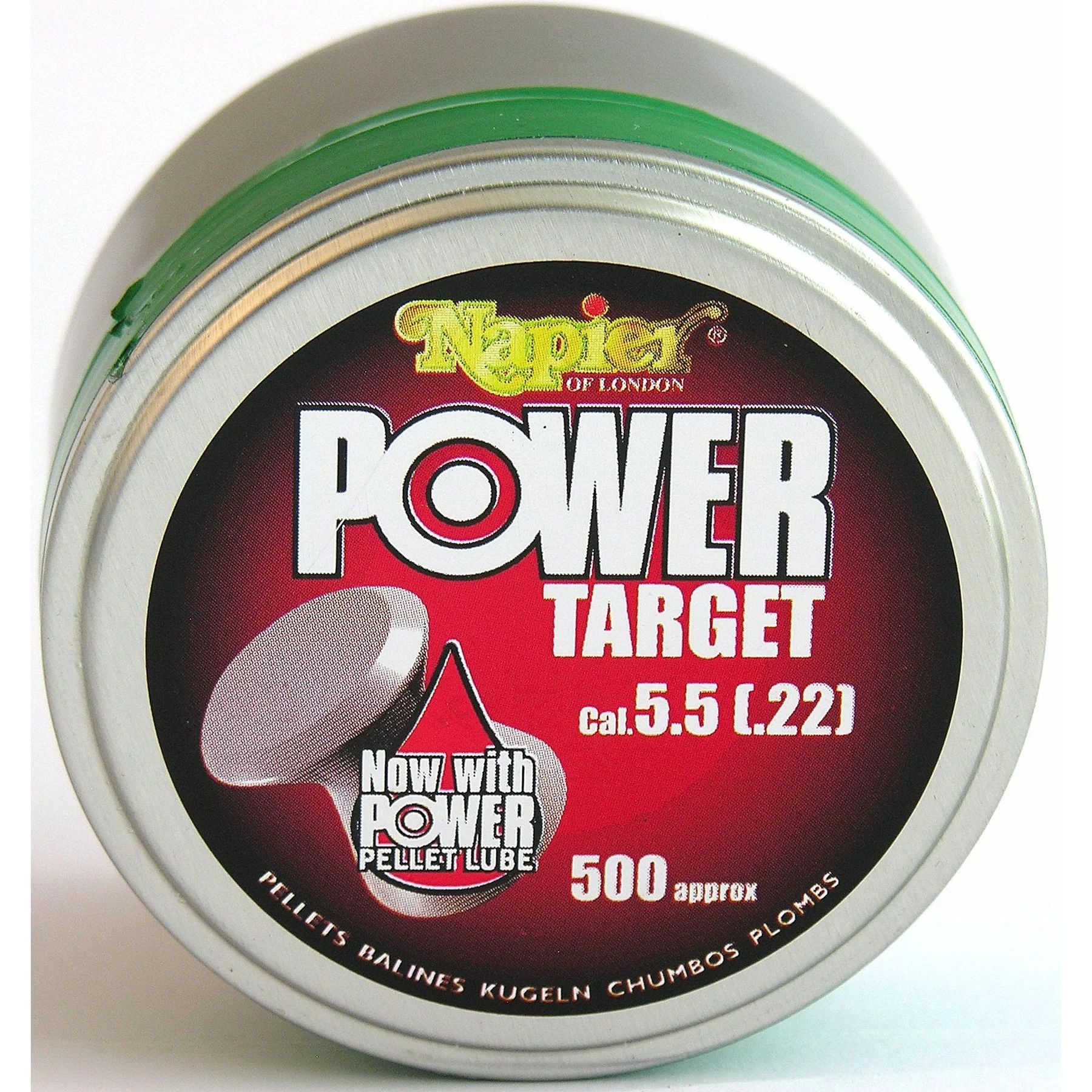 Napier Tin of 500 .22 Power Target Pellets