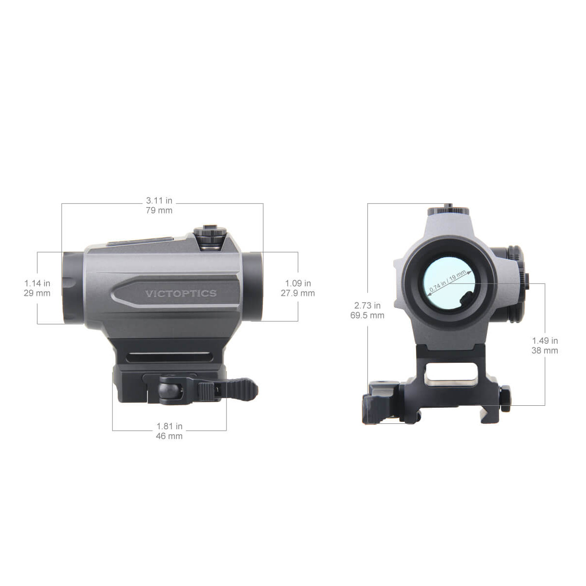 Vector Optics VictOptics SRD 1x20 3MOA Quick Detach Picatinny Reflex Sight with Graphite Finish