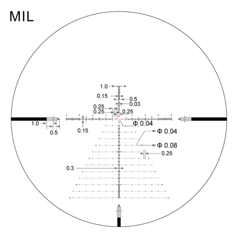 Arken Optics SH-4J 6-24x50 FFP Illuminated 34mm VPR Zero Stop Rifle Scope - MIL