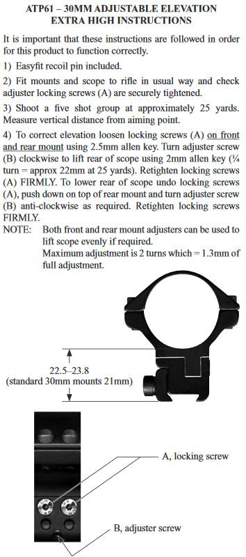 WULF by Sportsmatch - 9-11mm Dovetail Rings for 30mm Maintubes (Height Adjustable)
