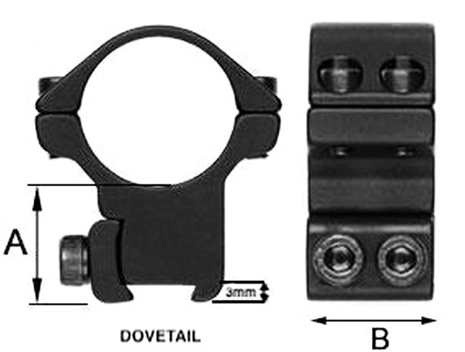 WULF by Sportsmatch TO3C 1" Medium Airgun / Rimfire 9-11mm Dovetail Rifle Scope Rings