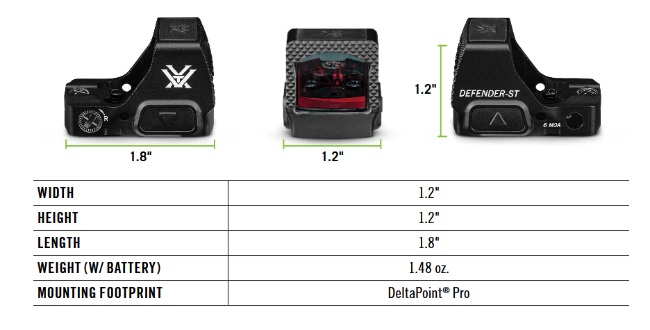 Vortex Defender-ST™ 3 MOA Micro Red Dot 